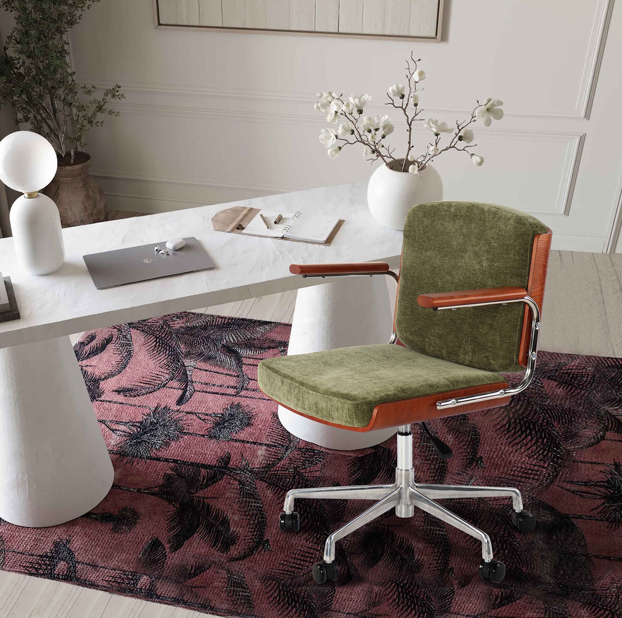 Ergonomic linen office armchair for home office
