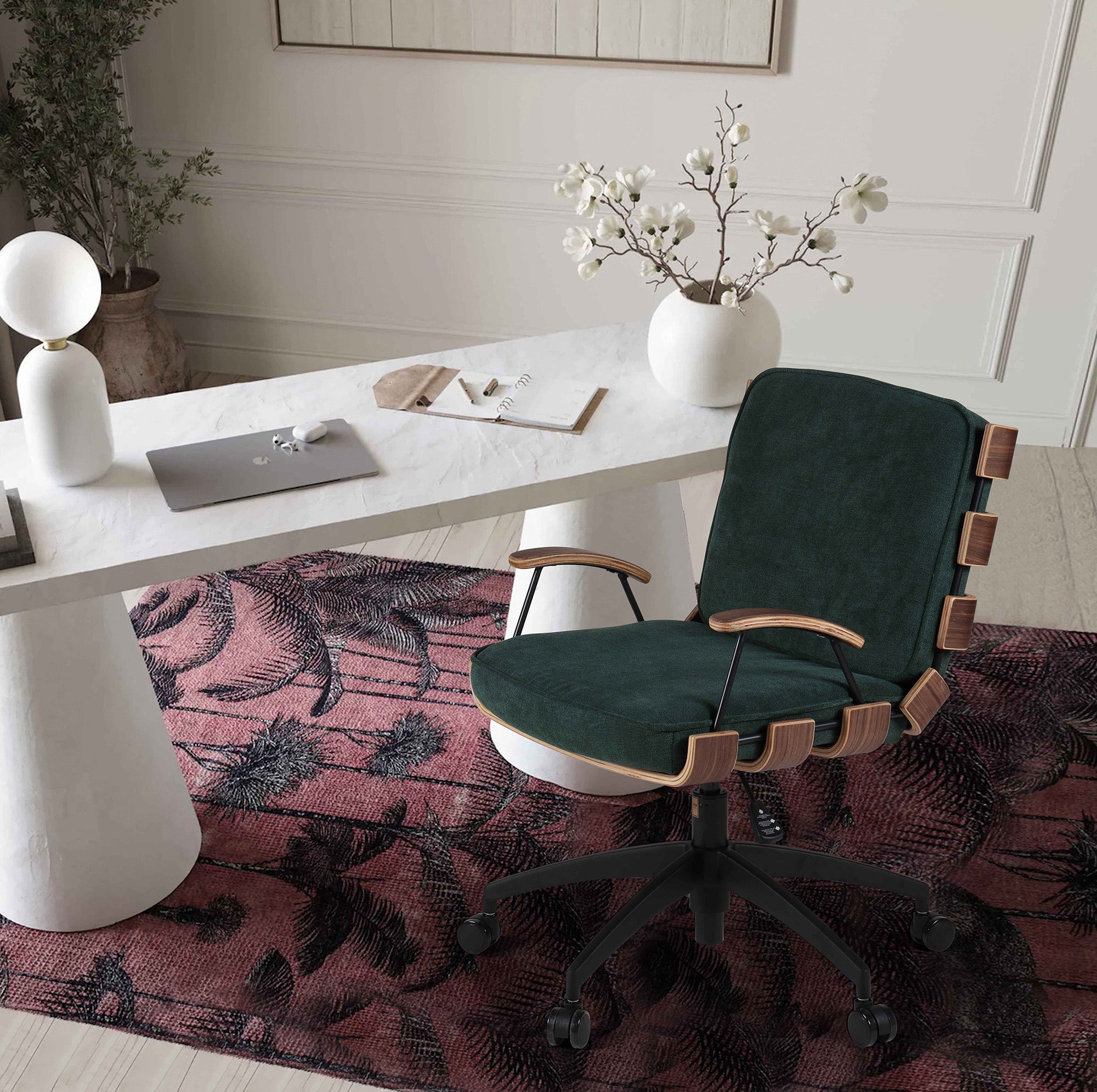 Modern velvet swivel office chair for home office