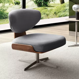 Comfortable Nightfall Blue Linen Fixed Swivel Chair - Ideal for Living Room