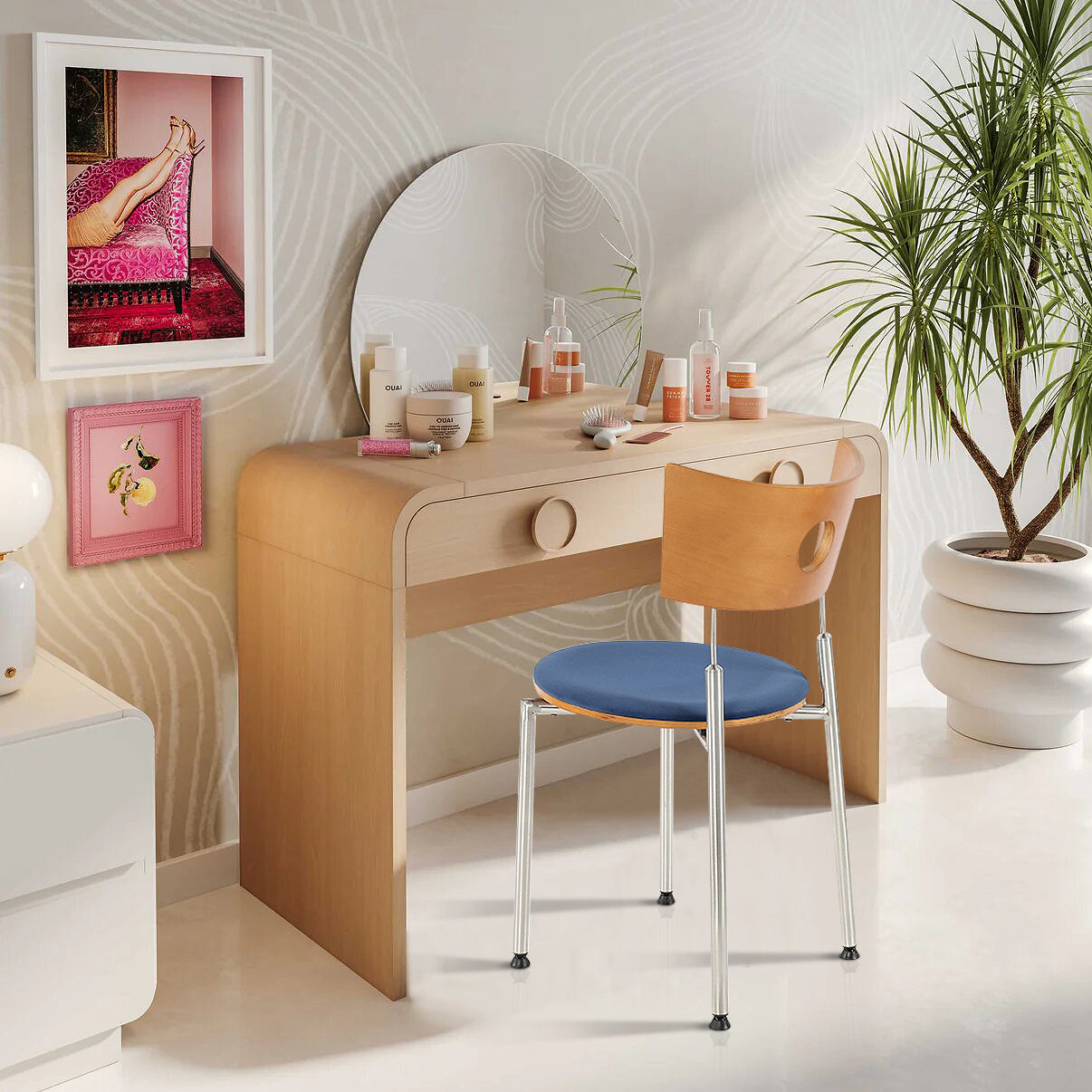 Stainless Steel Versatile Velvet Chair -  Vanity Chair in Modern Space