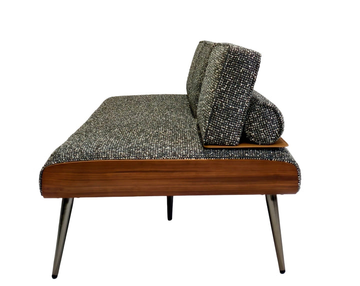  Cotton-Linen Lounge Sofa: Curved multi-layer wood frame, carbon steel legs