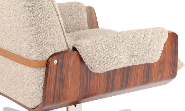 Teddy Bear Boucle Accent Chair - Curved Multi-Layer Wood Frame