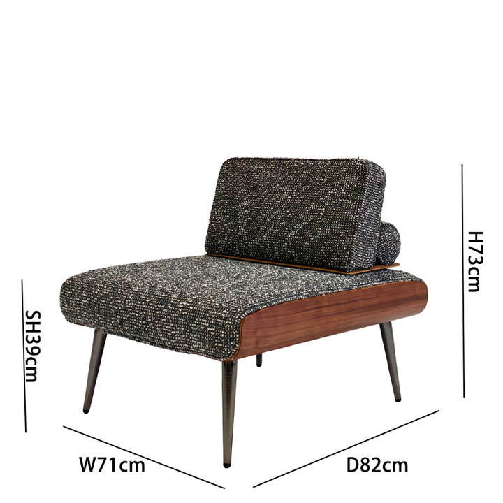 Cotton-Linen Lounge Sofa (1-Seater Dims): Total H73, W71, Seat H39
