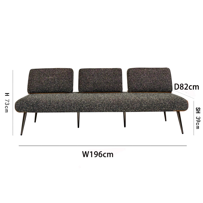 Cotton-Linen Lounge Sofa (3-Seater Dims): Total H73, W196, Seat H39