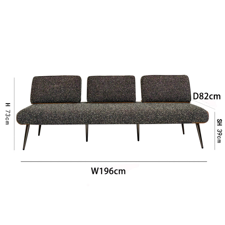 Cotton-Linen Lounge Sofa (3-Seater Dims): Total H73, W196, Seat H39