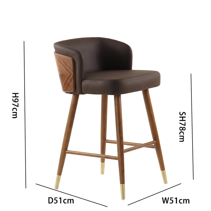 Brown Oak Bar Stool (High) - 97CM H, 78CM Seat H, 51CM W
