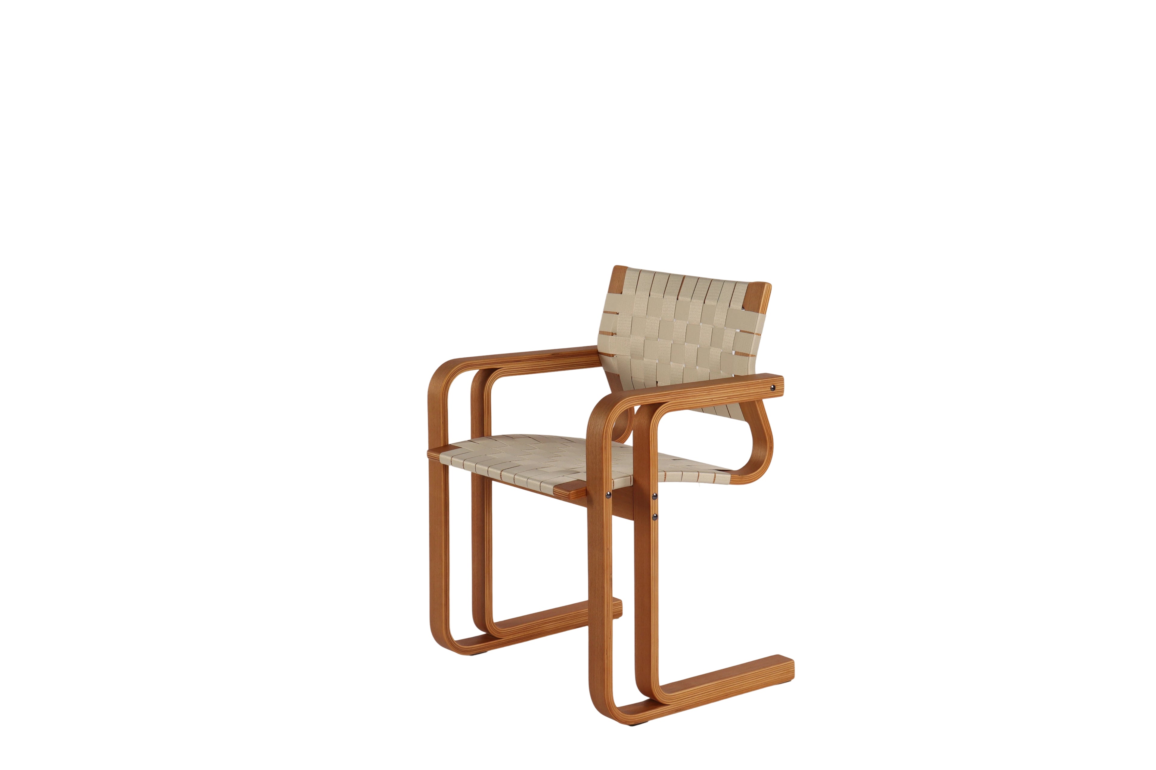 Turmeric & Cream Vintage Chair - Oak Frame, Webbing Woven Seat