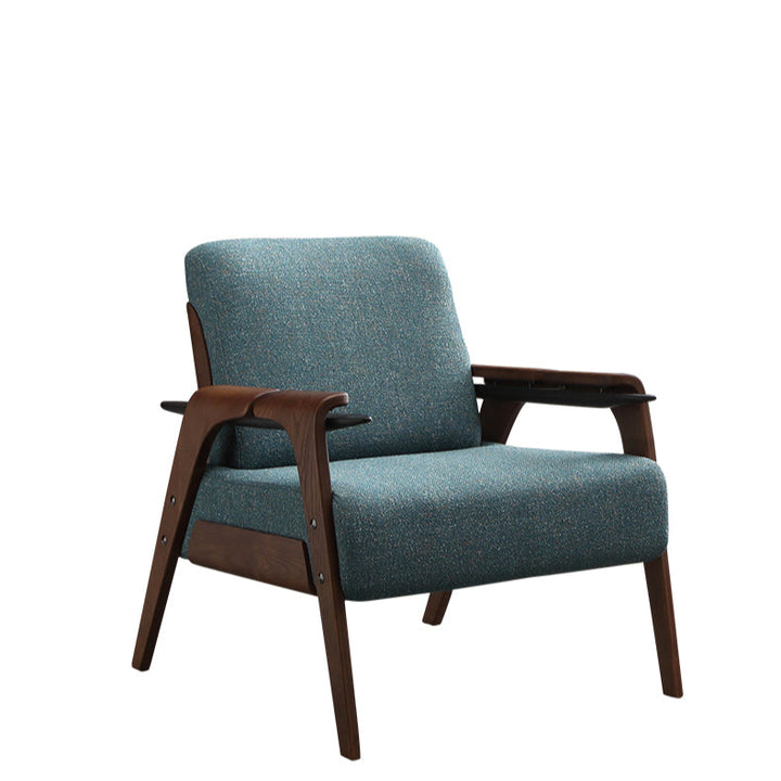 Prussian Blue Comfortable Cotton-Linen Striped Armchair - Practical Chat Chair