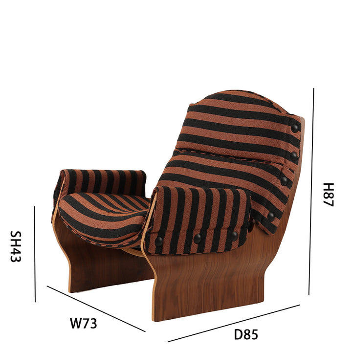Designer Armchair: 87cm Height, 73cm Width, 43cm Seat Height