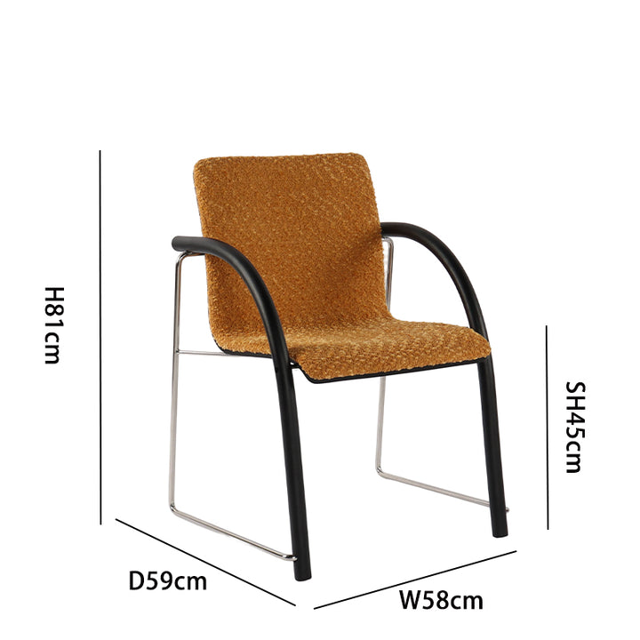  Chenille Textured Stainless Steel Modern Armchair - 81CM H, 58CM W, 45CM Seat H