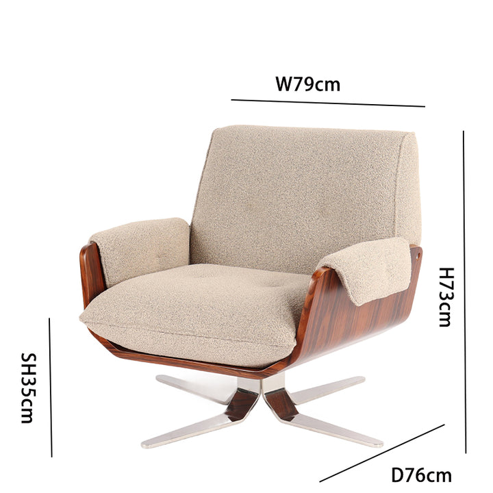 Teddy Bear Boucle Accent Chair - Dimensions (35 Seat H, 73 Total H, 79 Total W)