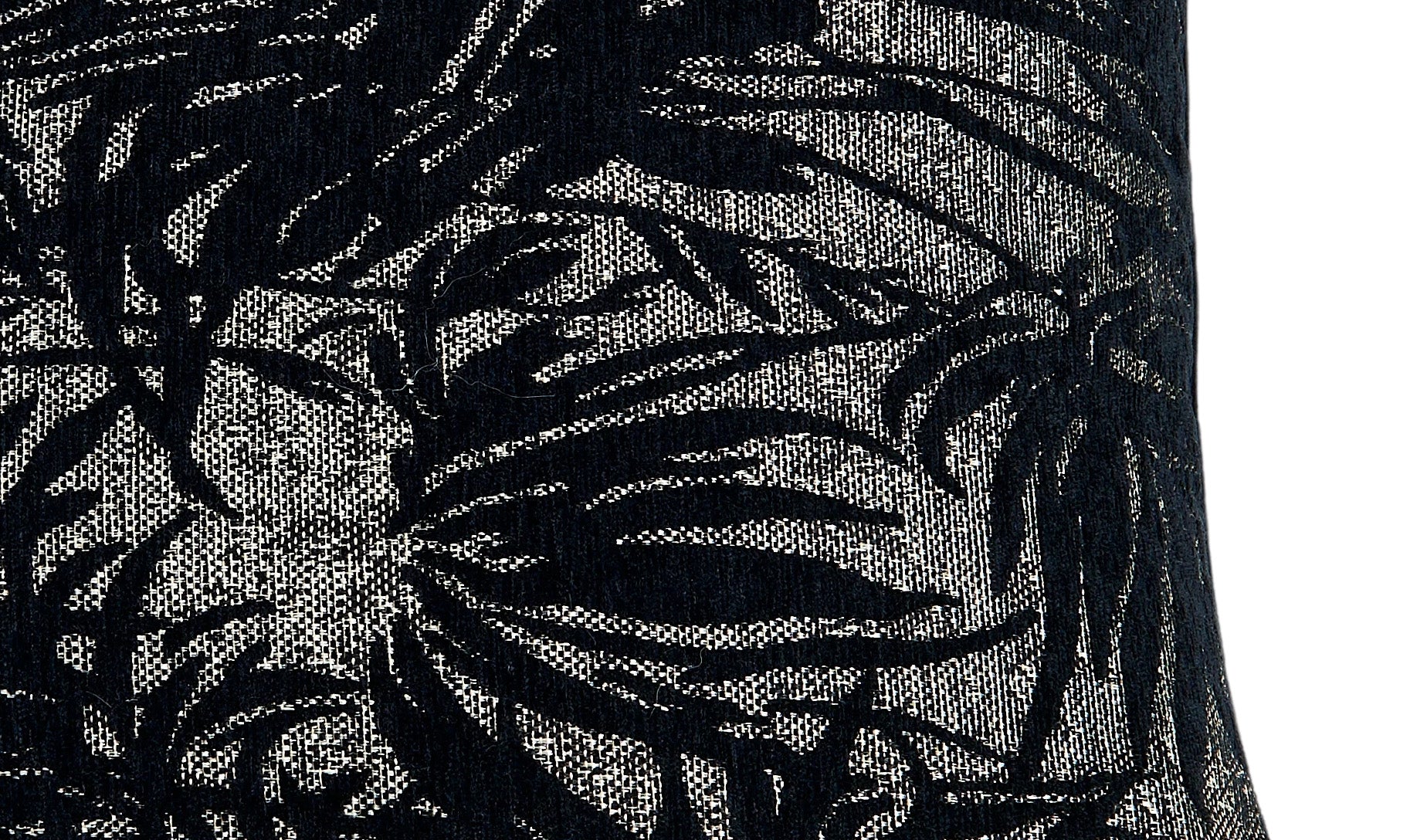 Black Chenille Square Decorative Pillow with Maple Leaf Pattern