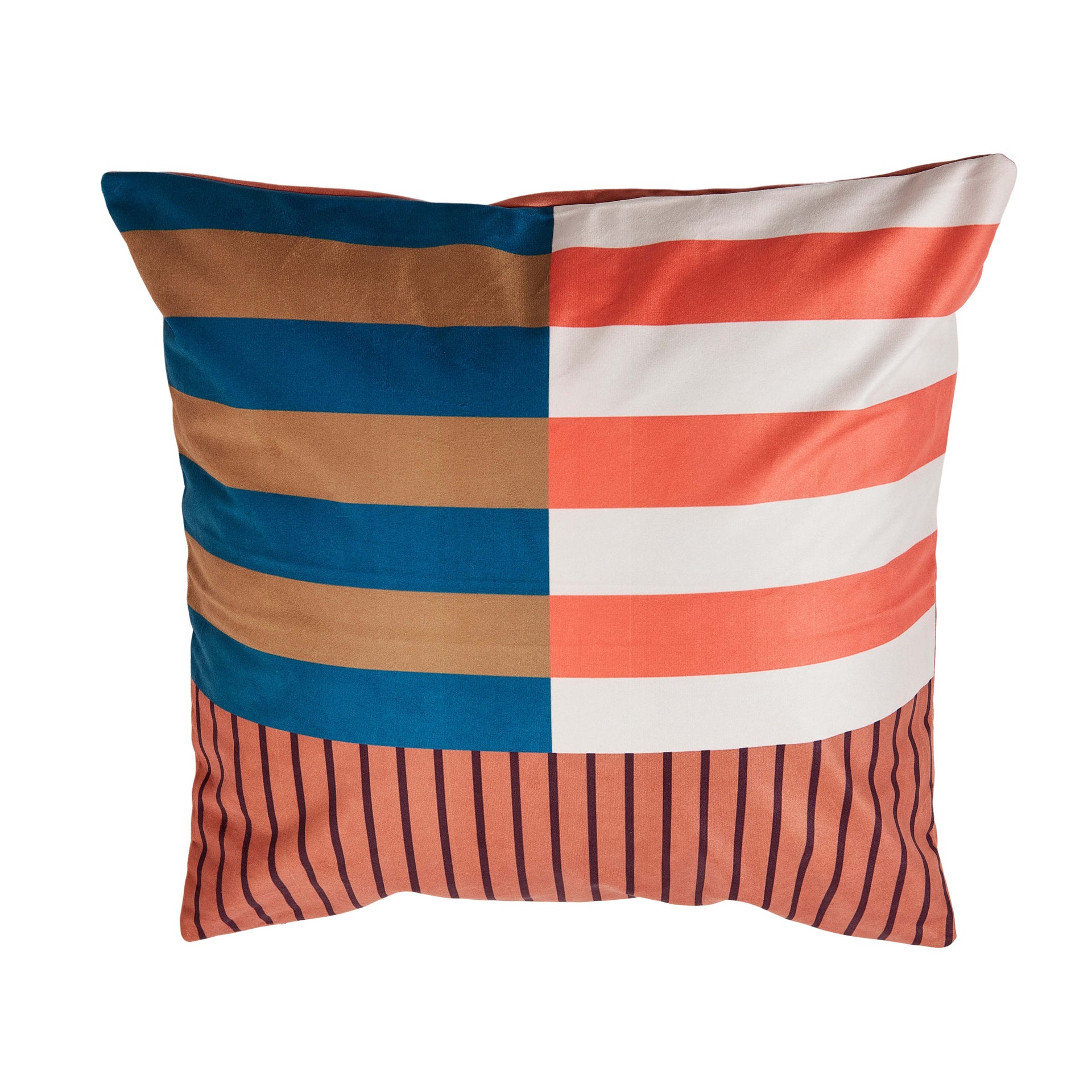 Dutch Velvet Orange Striped Square Decorative Pillow