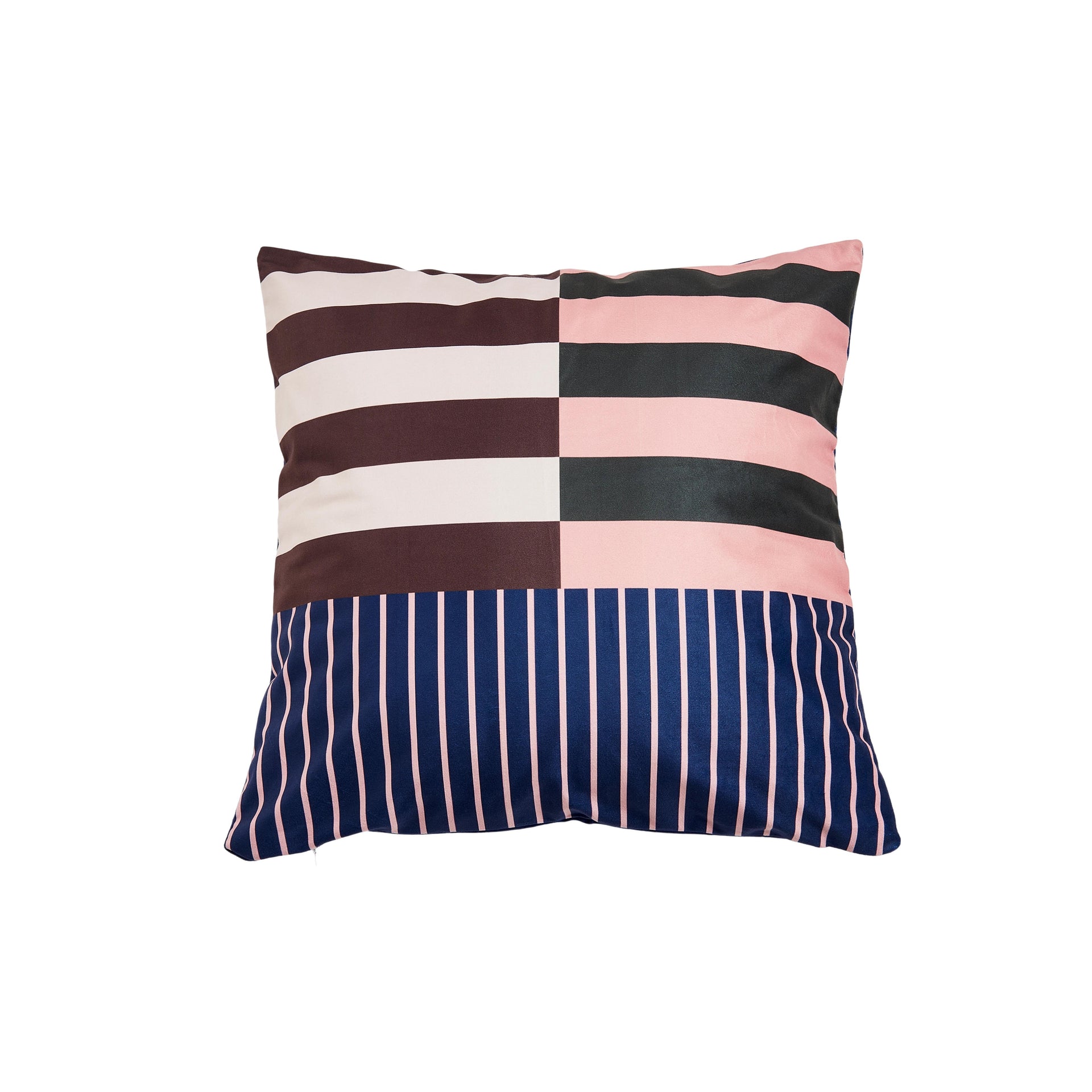 Dutch Velvet Blue Striped Square Decorative Pillow