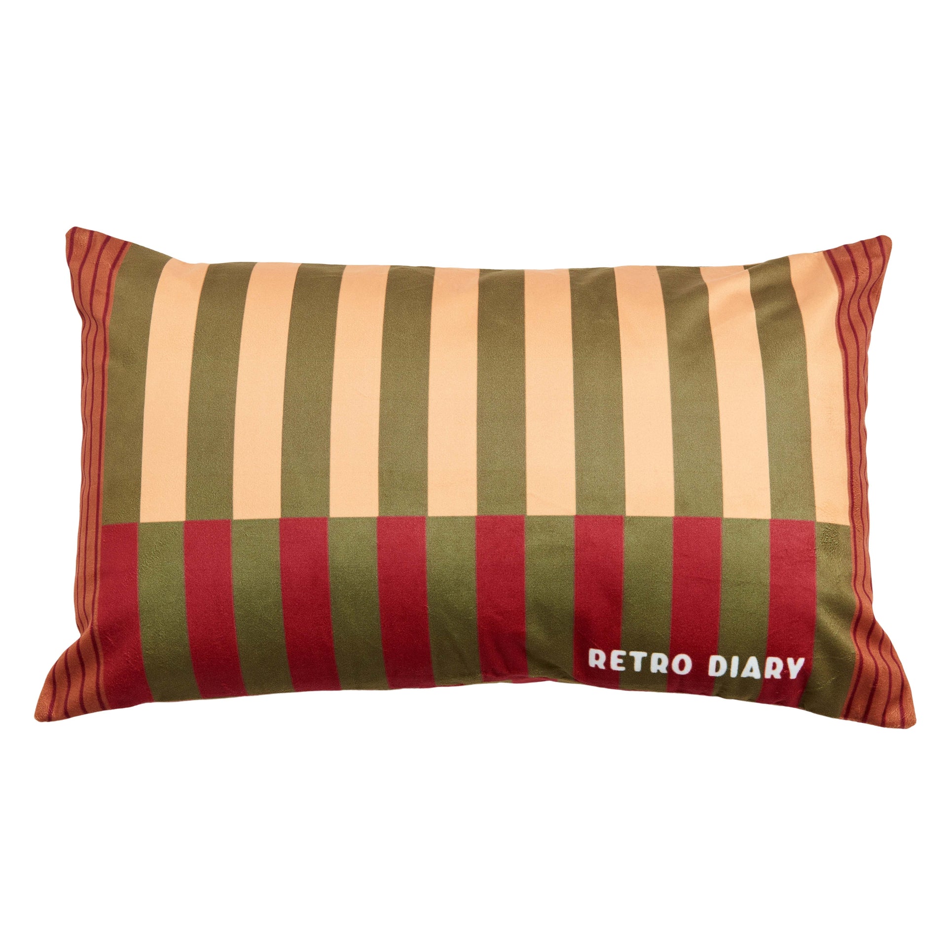 Dutch Velvet Green Assorted-Striped Rectangular Decorative Pillow