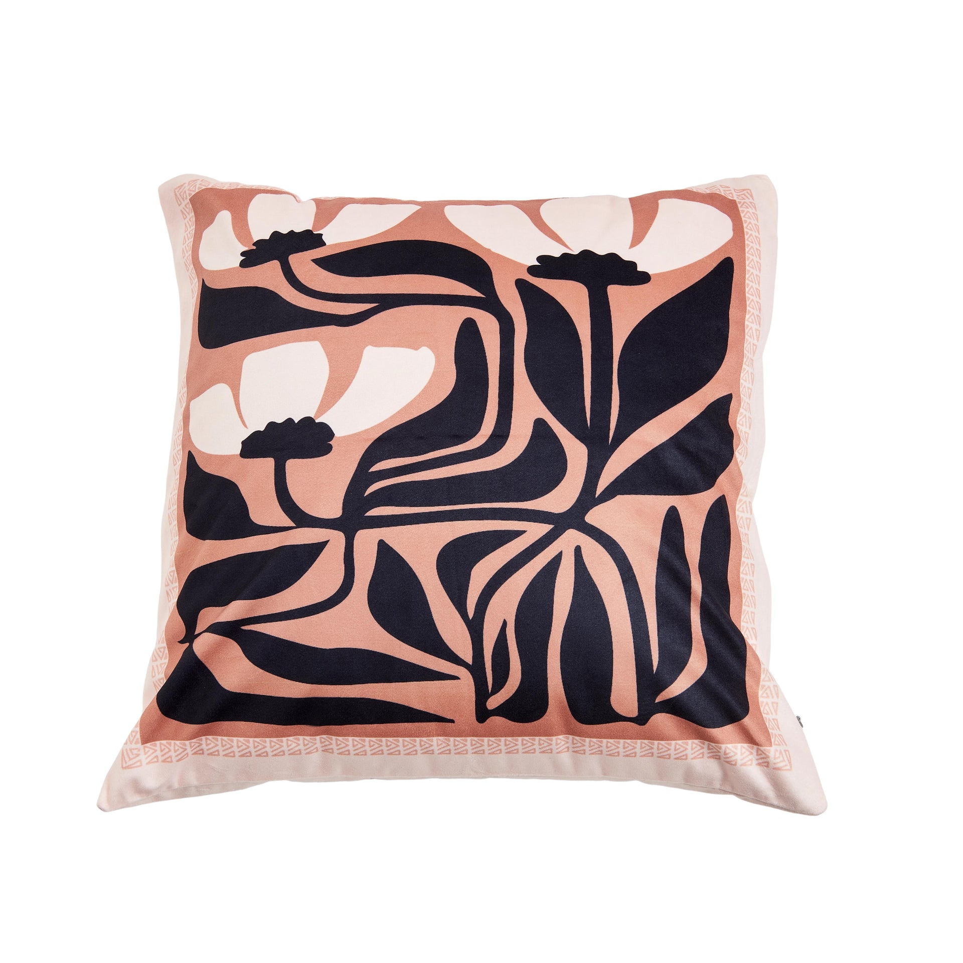 Dutch Velvet Square Decorative Pillow with Floral Color Blocks