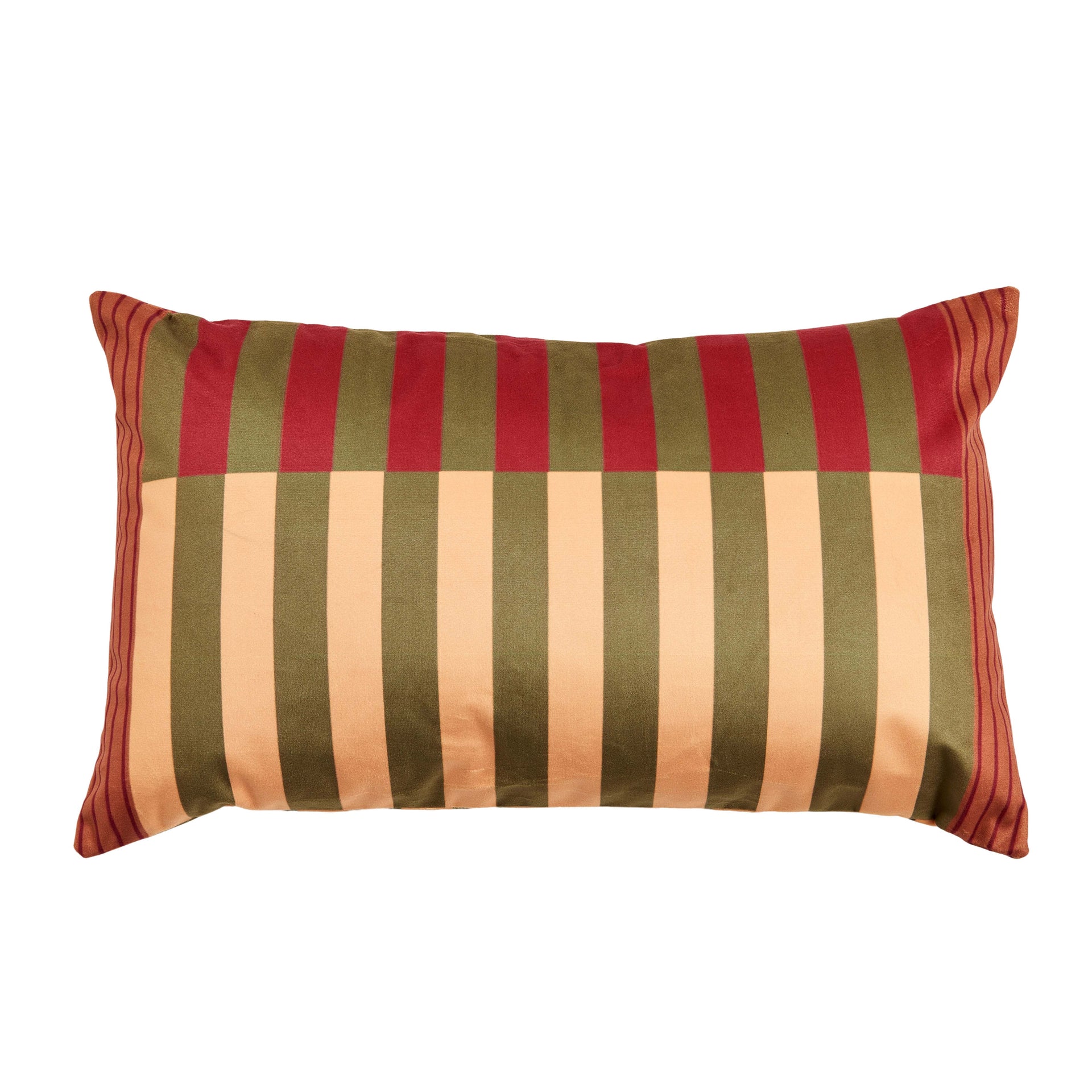 Dutch Velvet Green Assorted-Striped Rectangular Decorative Pillow