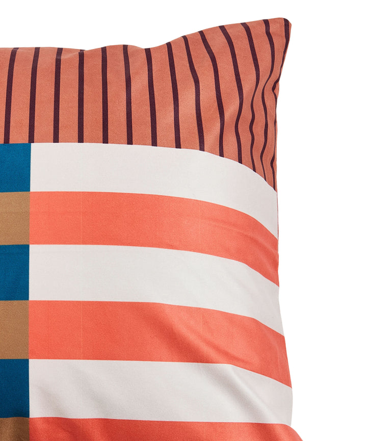 Details of the Dutch velvet orange striped throw pillow