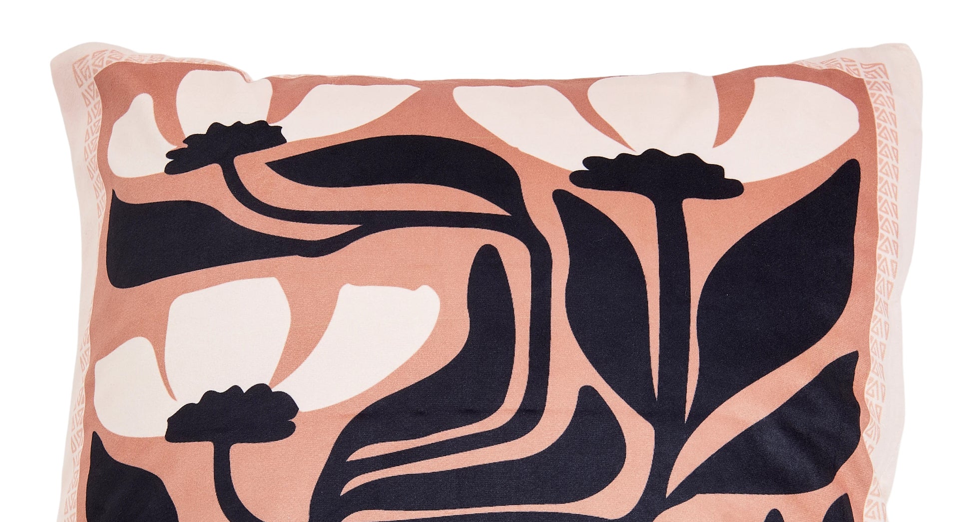 Dutch Velvet Square Decorative Pillow with Floral Color Blocks