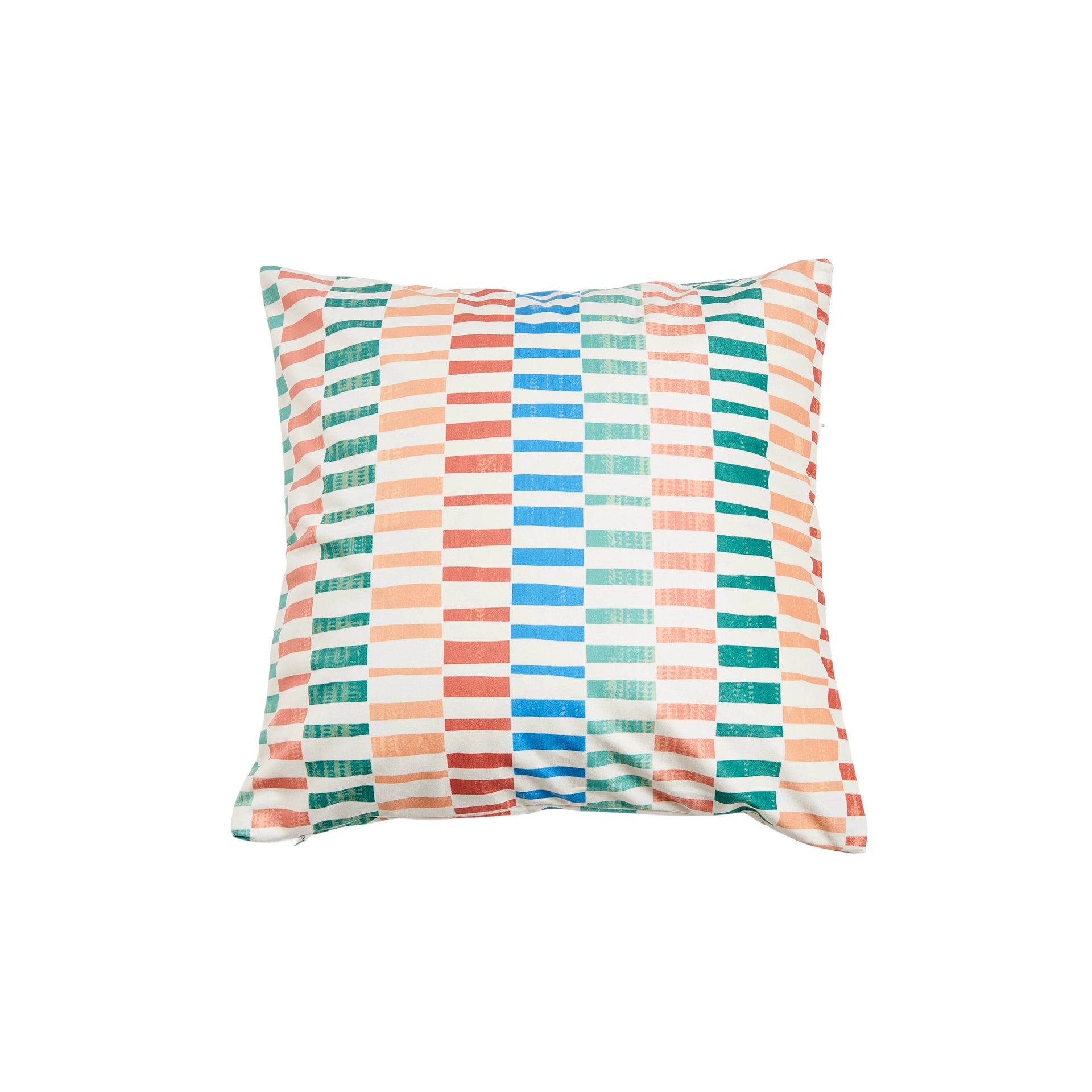 Fabric Square Decorative Pillow with Retro Puzzle & Multi-Color Design