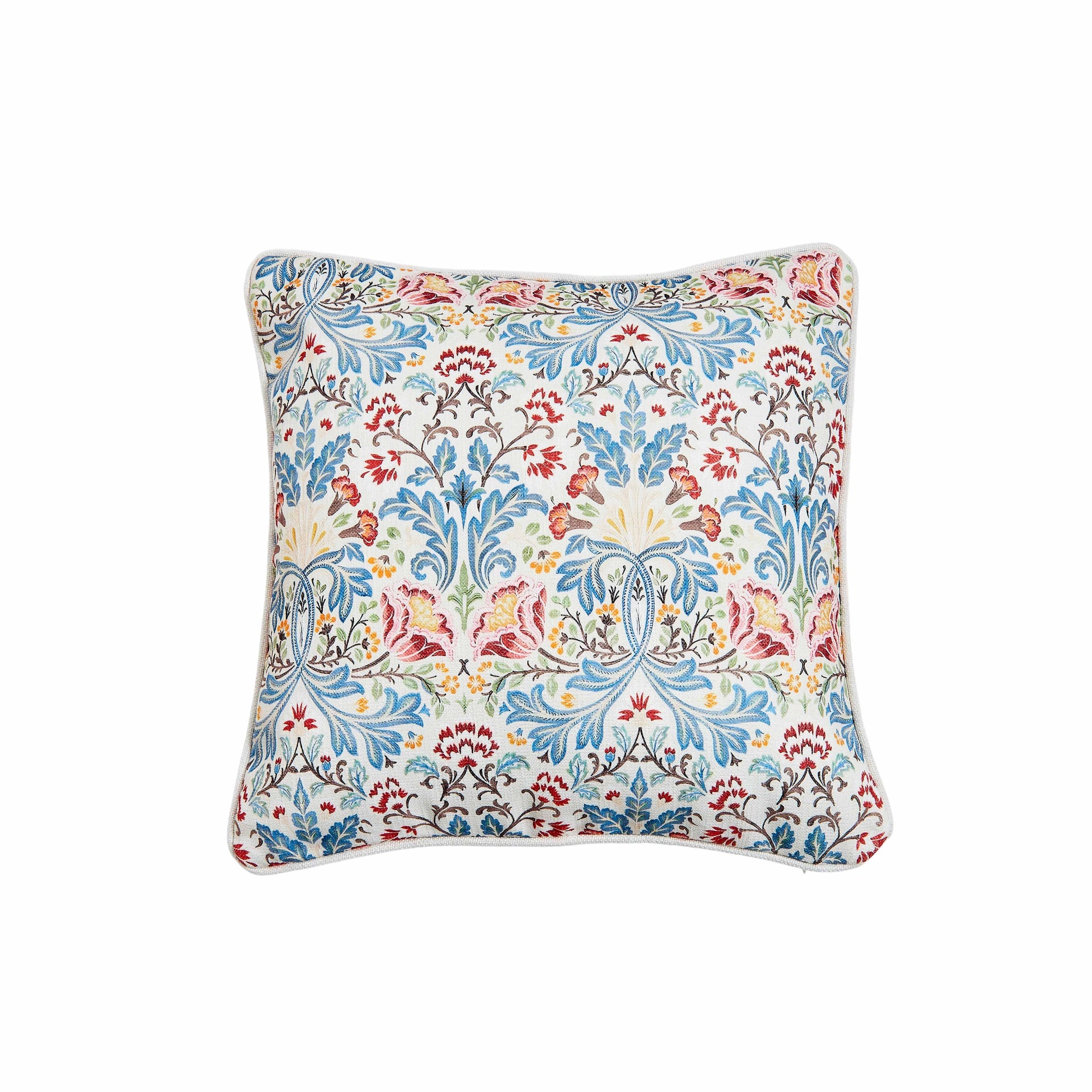 Fabric Square Pillow with Retro Floral & Botanical Pattern
