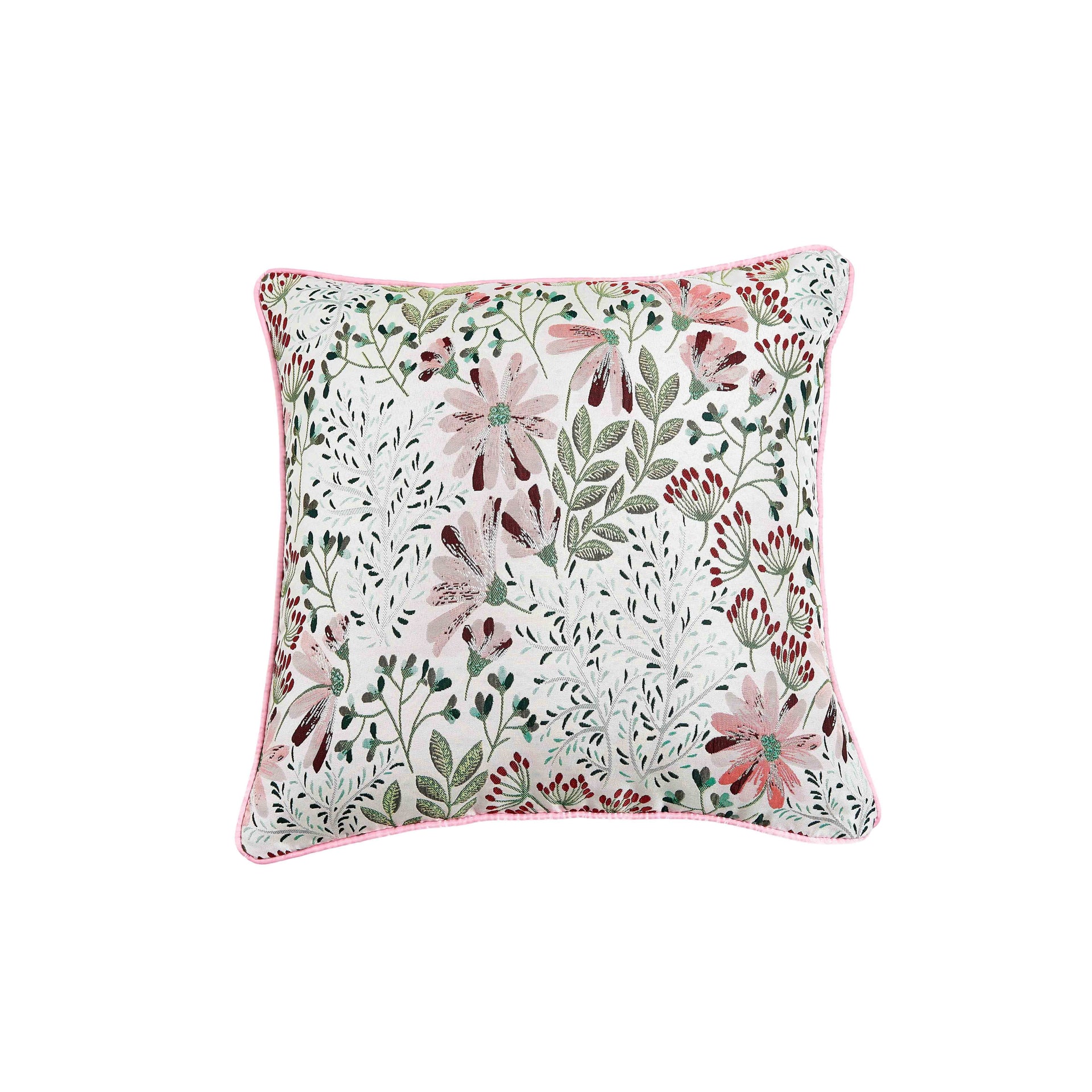 Fabric Square Pillow with Retro Floral & Botanical Pattern