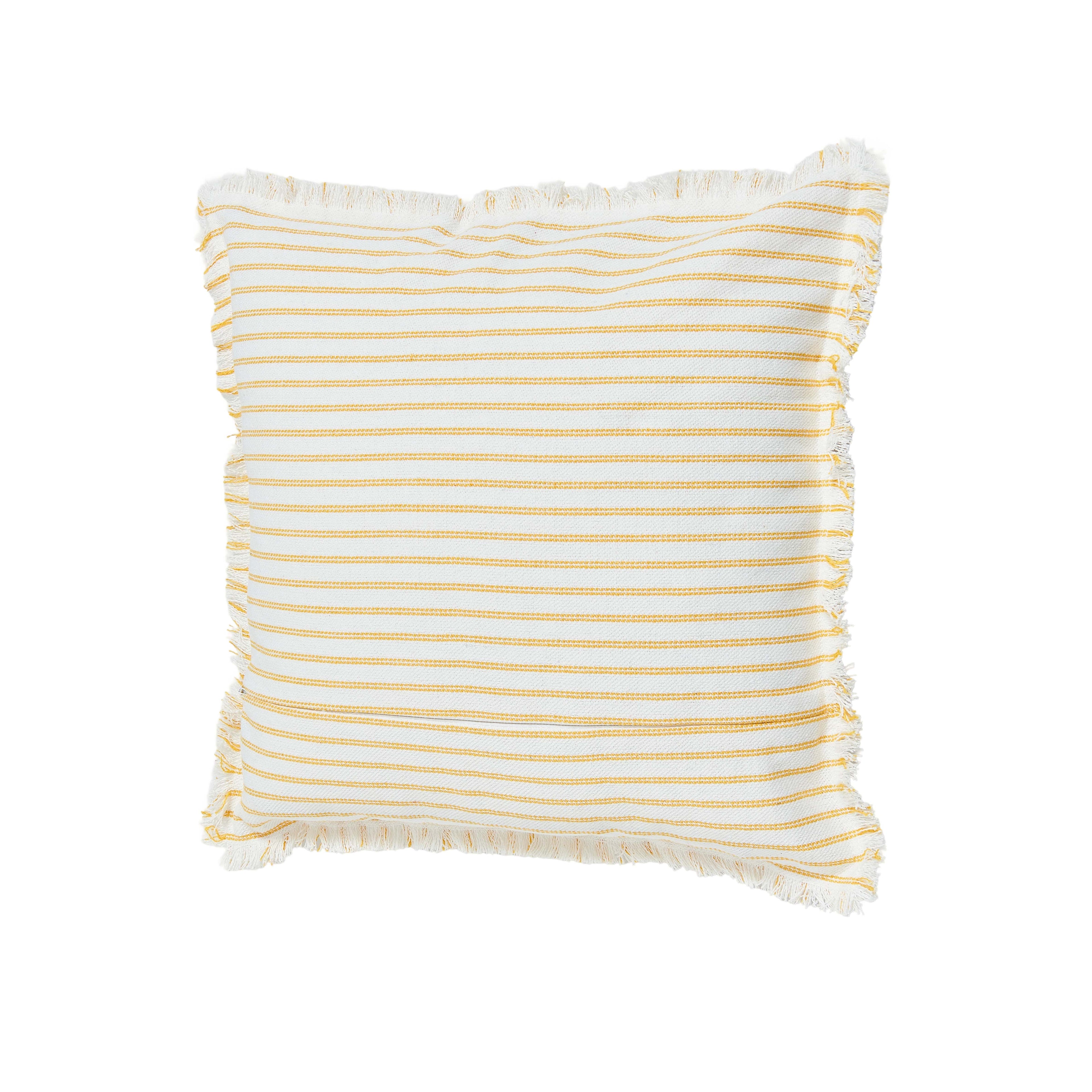 Back of Linen Yellow Striped Square Decorative Pillow (Invisible Zipper)