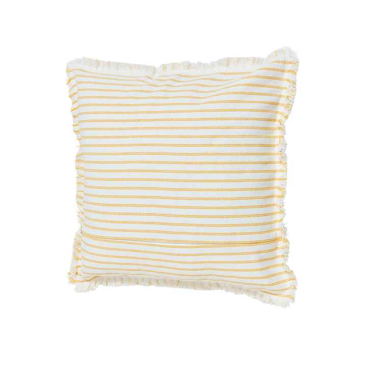 Back of Linen Yellow Striped Square Decorative Pillow (Invisible Zipper)