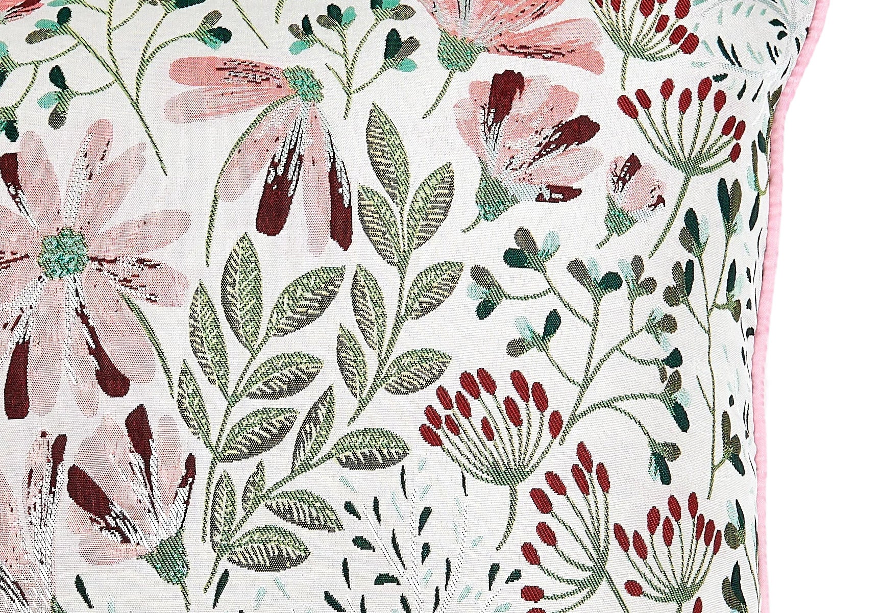 Fabric Square Pillow with Retro Floral & Botanical Pattern