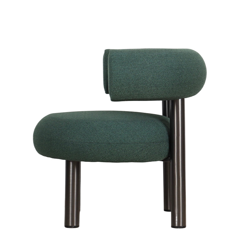 Close-up of Stainless Steel Frame on Indigo Gray-Blue  Accent Chair