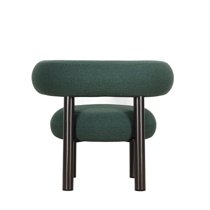 Back Profile of Indigo Gray-Blue Terry Fabric Accent Chair