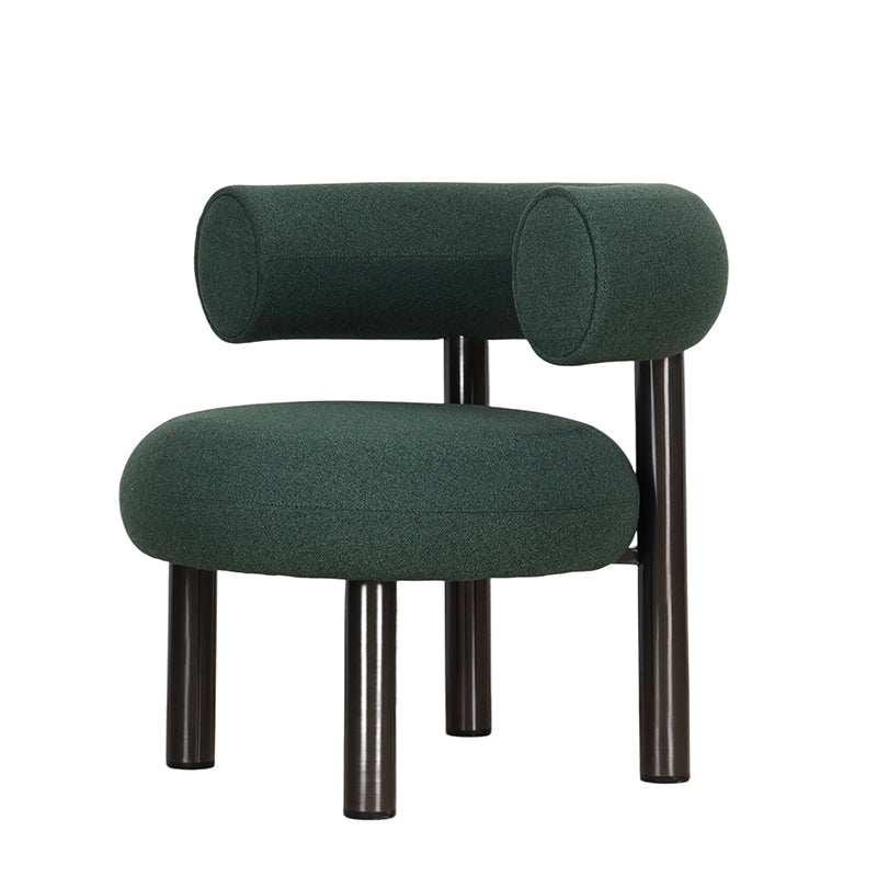 Terry Fabric Indigo Gray-Blue Modern Stainless Steel Accent Chair