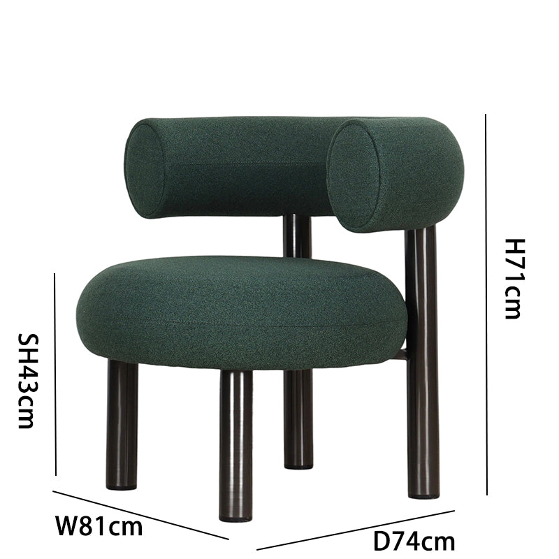 Indigo Gray-Blue Accent Chair: Size Chart (H71, Seat H43, W81cm)