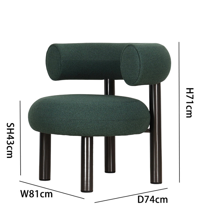 Indigo Gray-Blue Accent Chair: Size Chart (H71, Seat H43, W81cm)