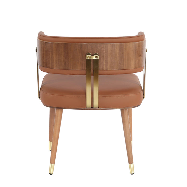 Warm Brown Microfiber Leather Dining Chair - Back View (Microfiber Leather & Bent Wood Backrest)