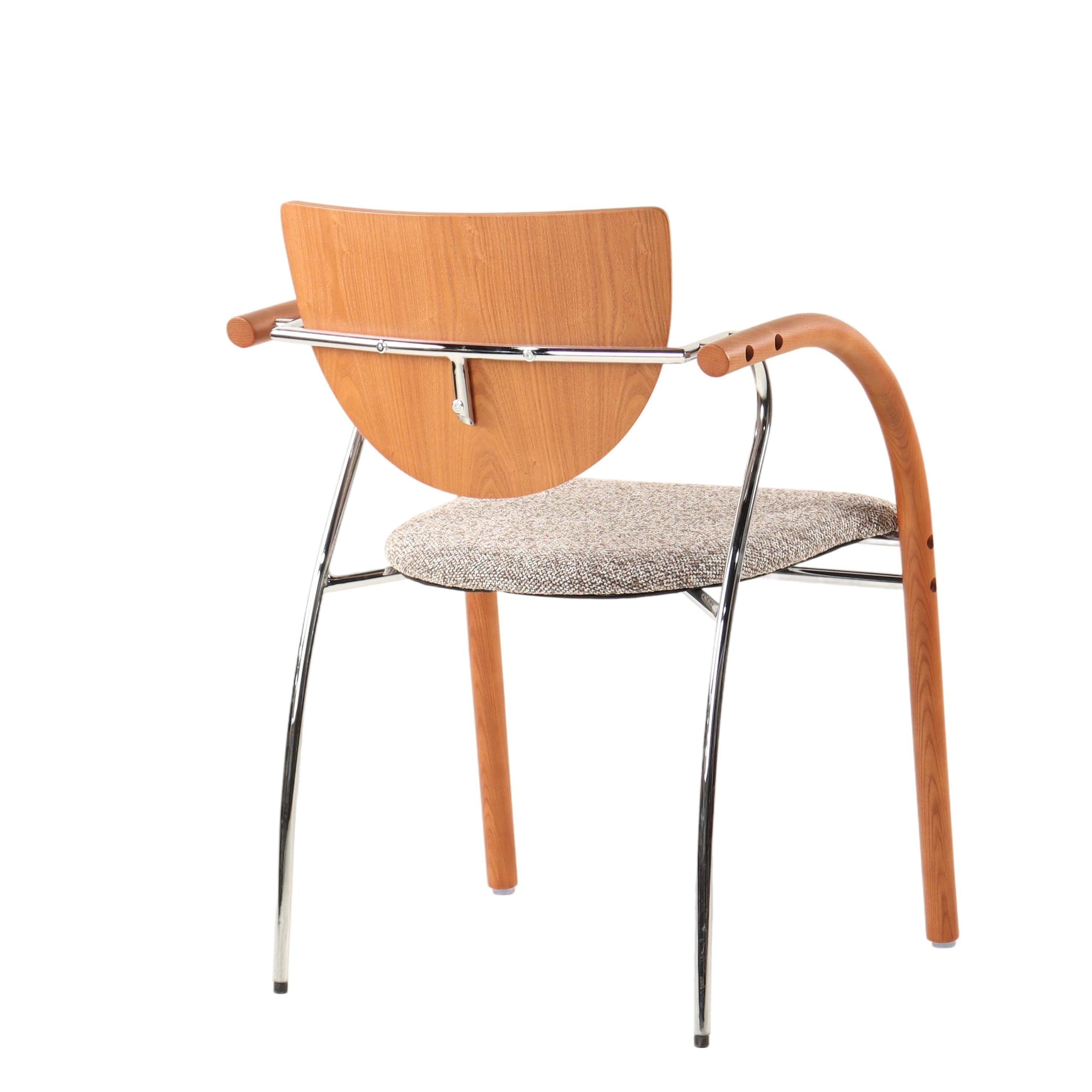 Thick Textured Fabric Armchair - Curved Wood Backrest with Exquisite Multi-Layer Grain