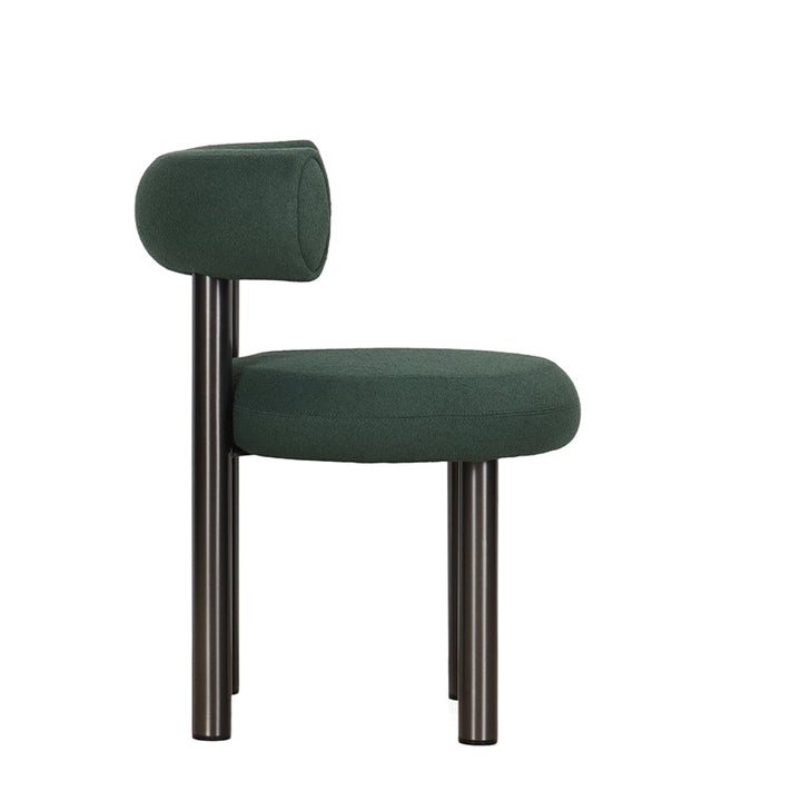 Side View of Indigo Gray Blue Modern Stainless Steel Dining Chair