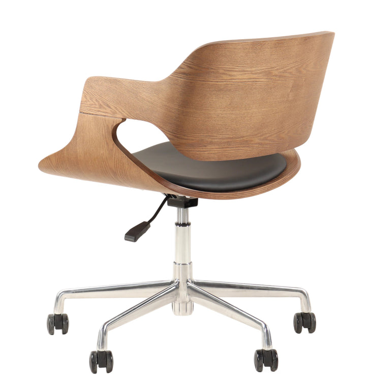 Microfiber Leather Office Chair (Black, Height-Adjustable)