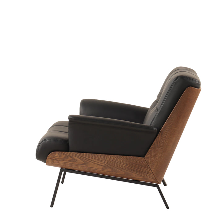 Mid-Century Modern Leather Accent Chair - High-resilience foam cushion, excellent support & comfort
