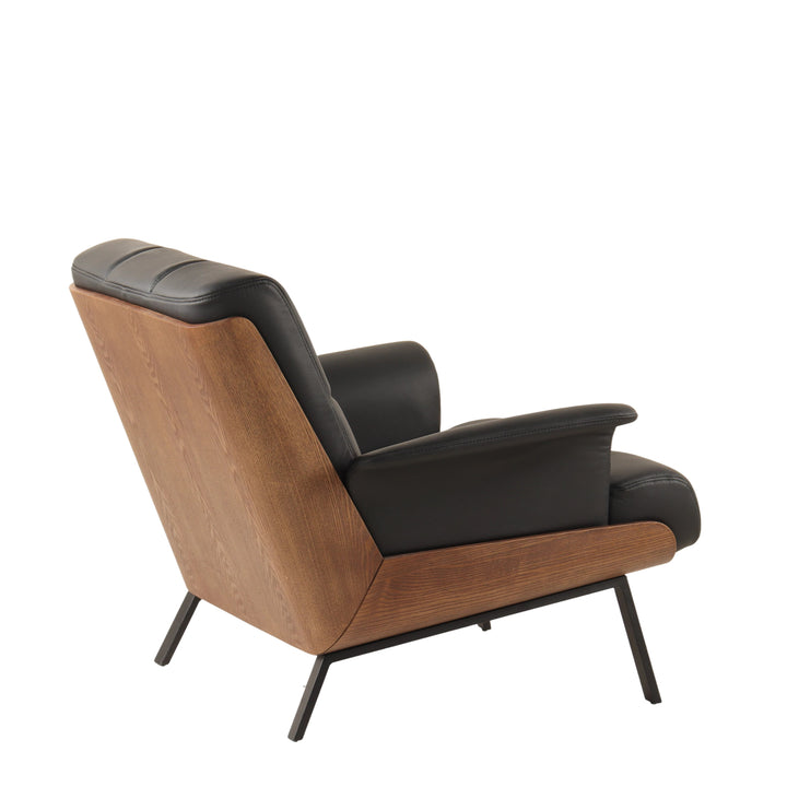Mid-Century Modern Leather Accent Chair - Carbon steel chair legs