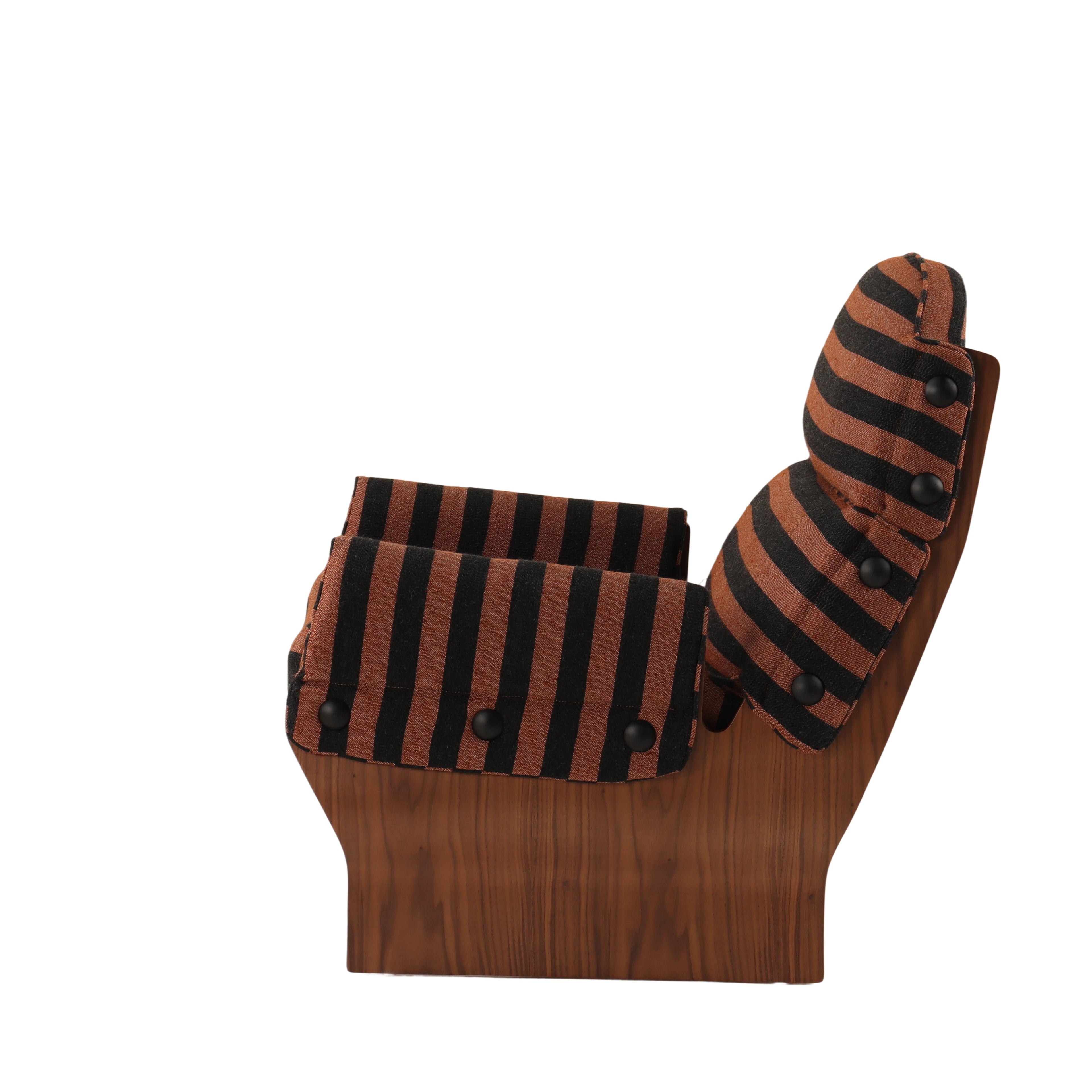 Rust Stripe PET-Linen Lounge Armchair - Ergonomic Targeted Back Support