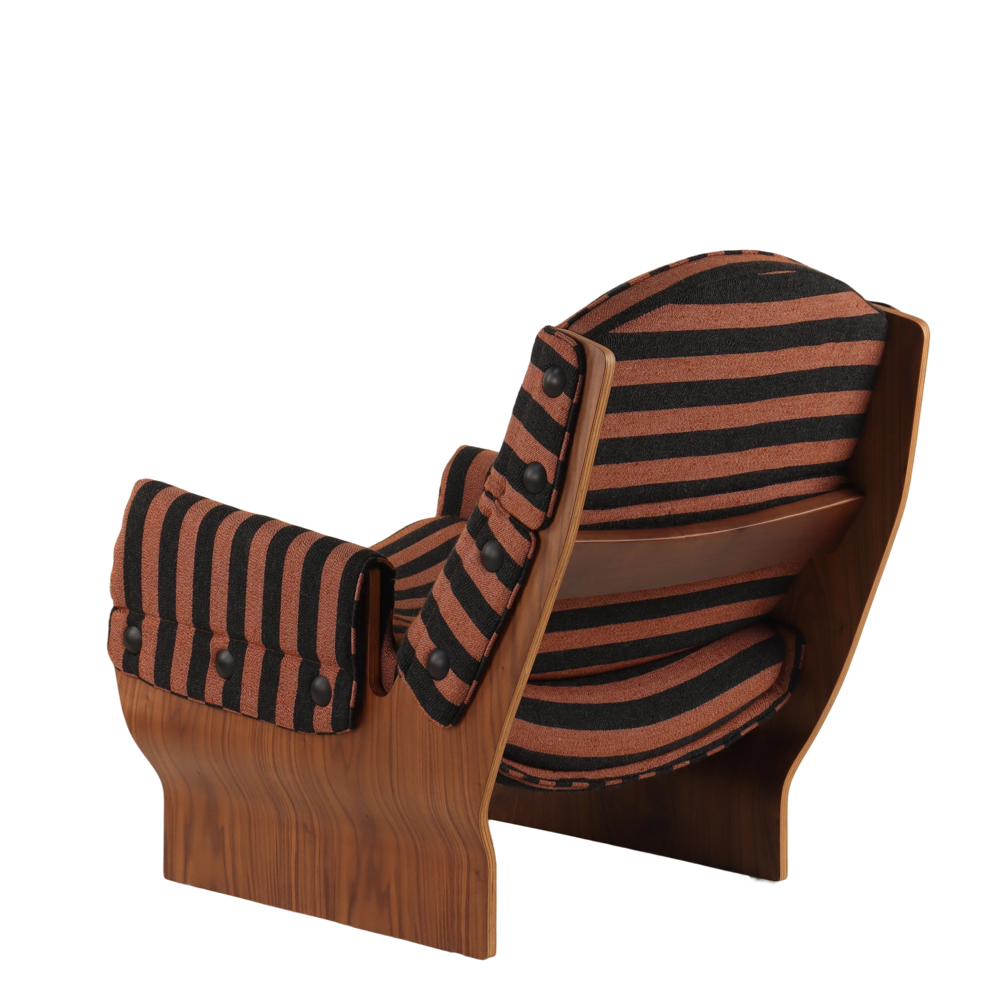 Designer Armchair with Padded Arms - Bent Wood Frame, 3-Year Warranty