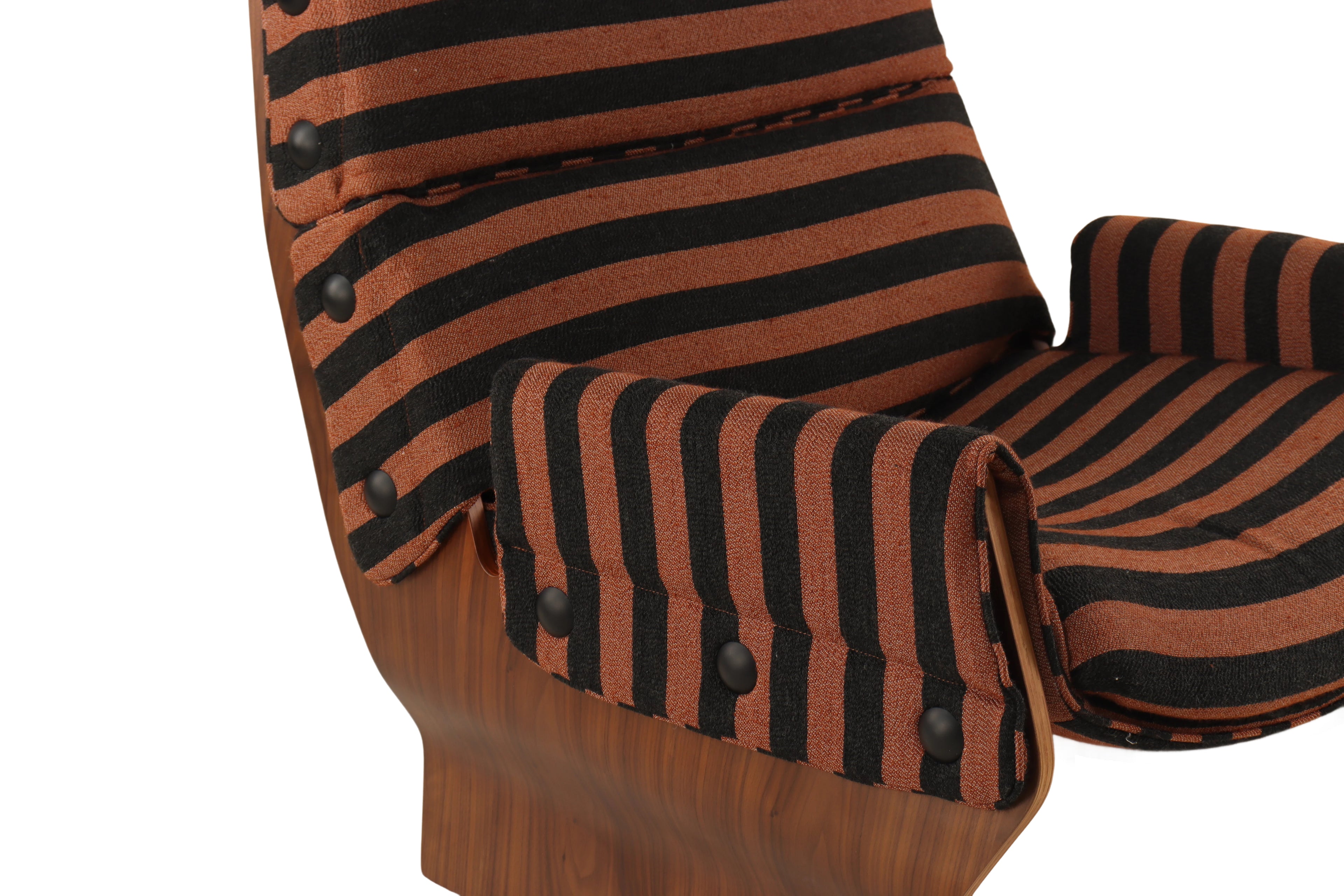Rust Stripe PET-Linen Lounge Armchair - Soft Breathable Fabric