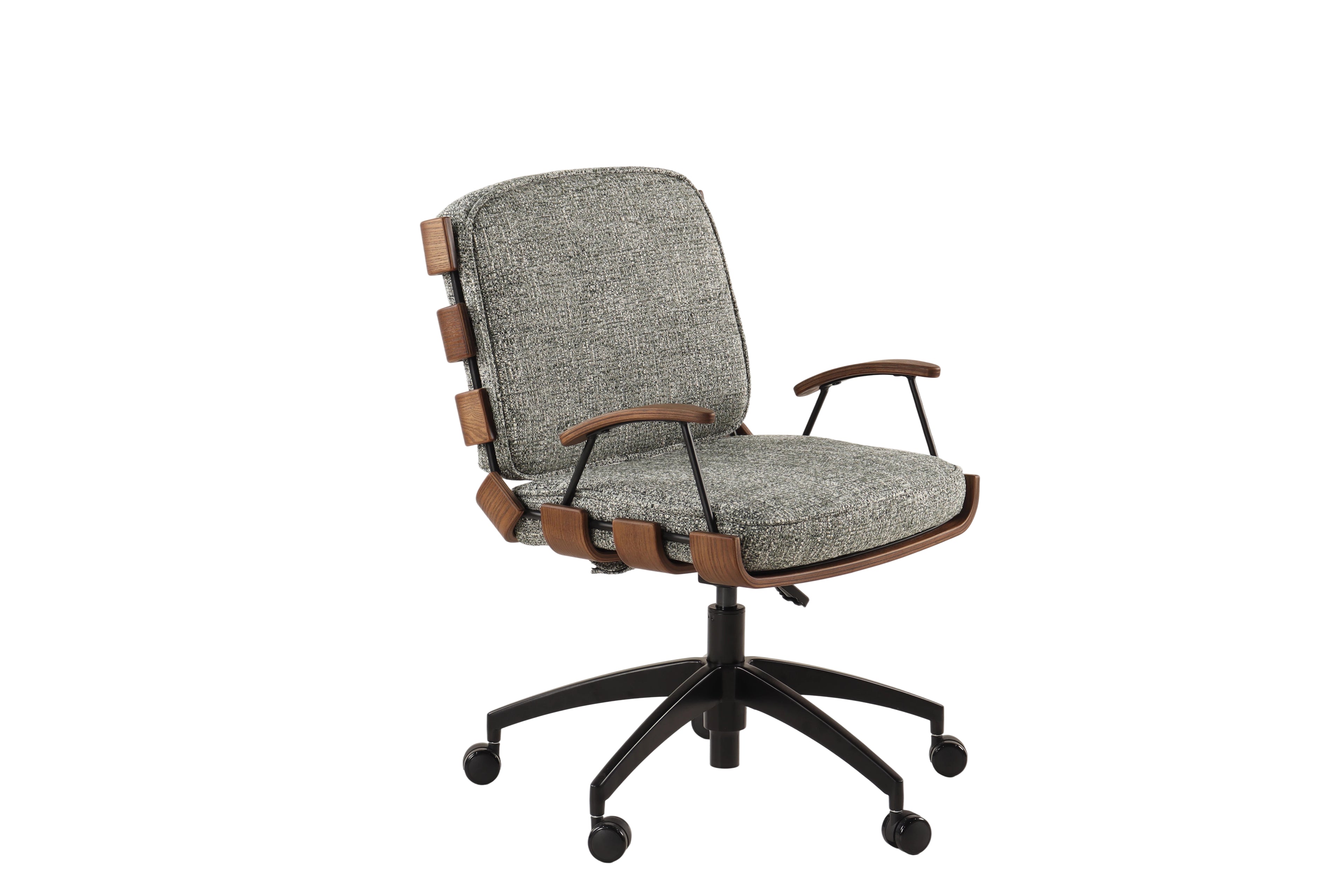 Gray modern office chair: height-adjustable, casters