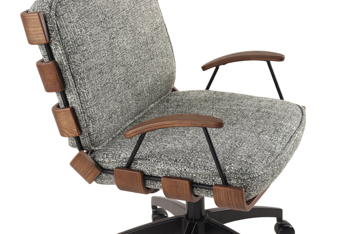 Light Gray Marled Linen-Blend Fabric Office Chair