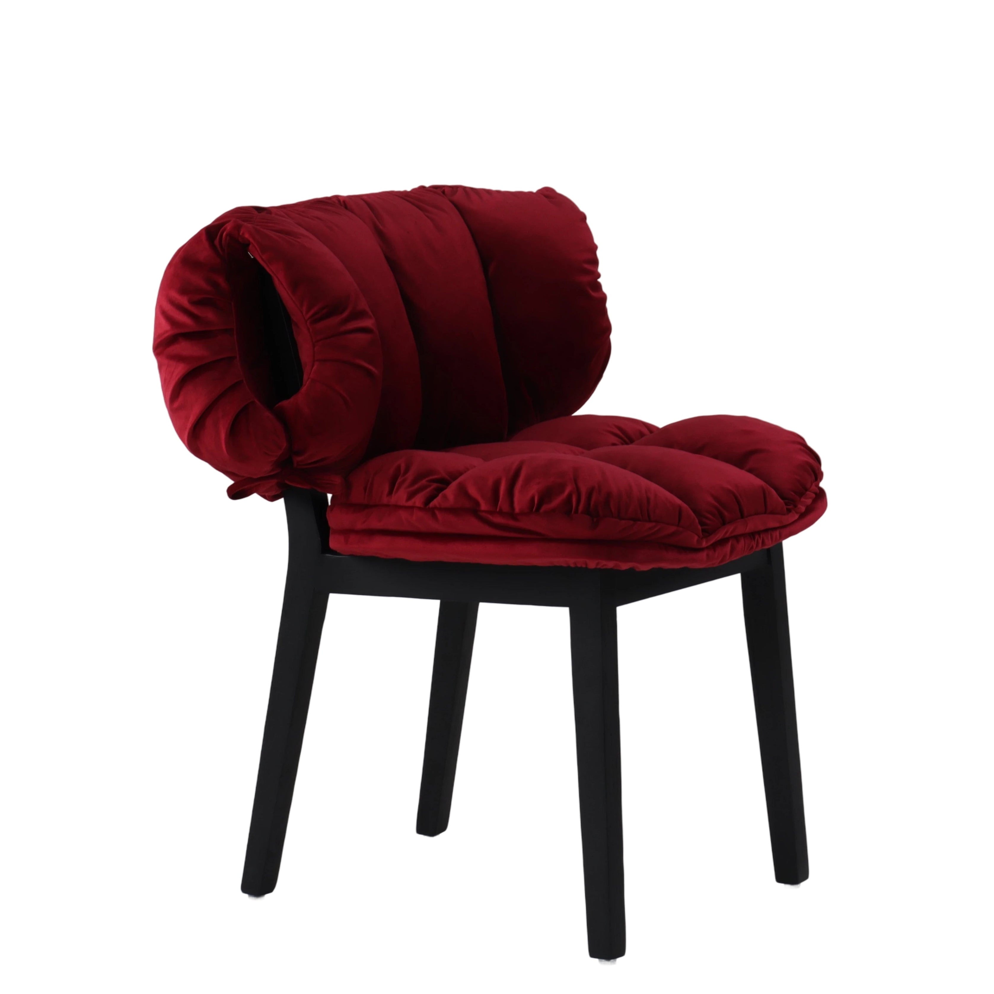 Velvet Ash Dining Chair - Burgundy Red (Bright & Eye-Catching)