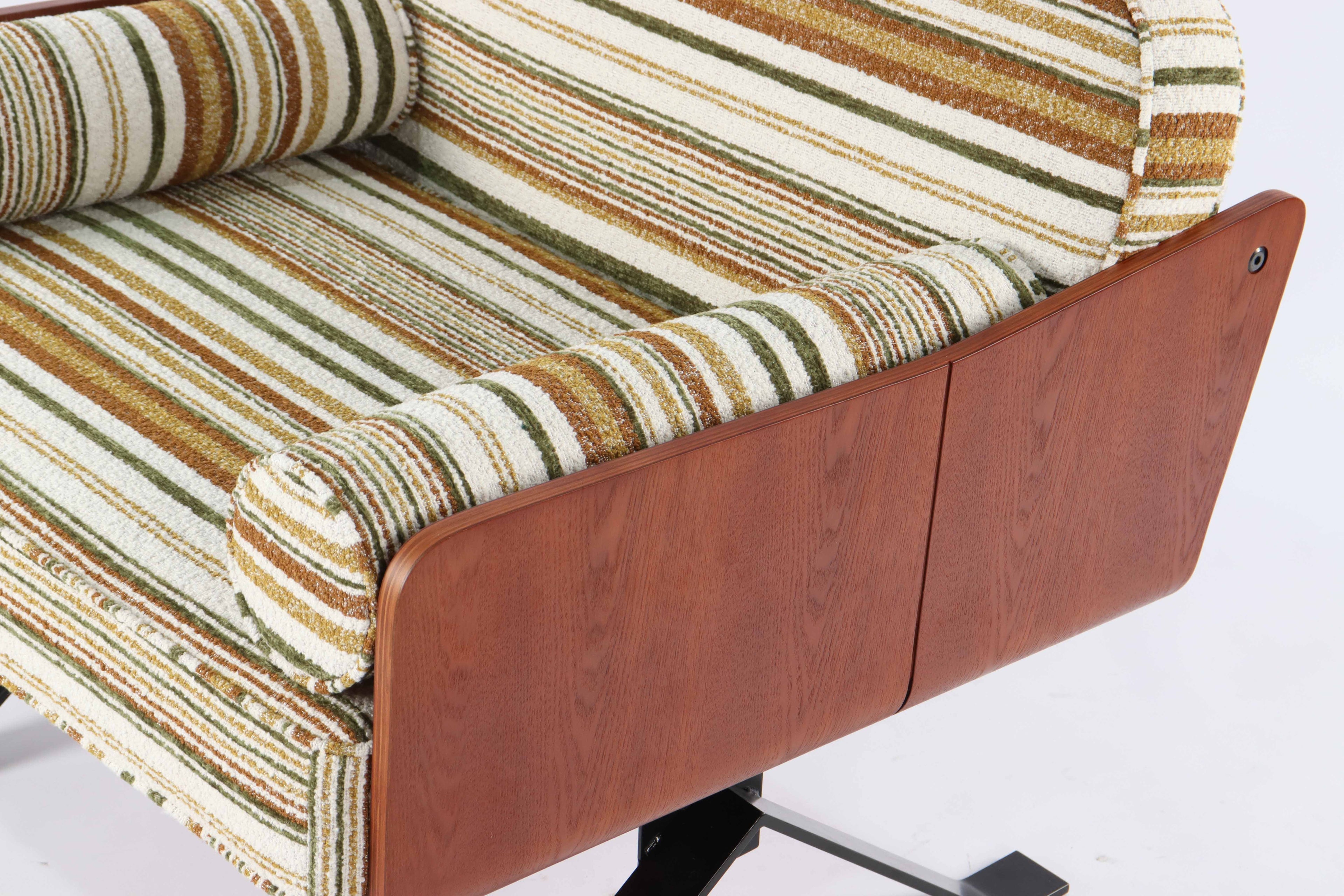 High-quality cotton-linen striped accent chair