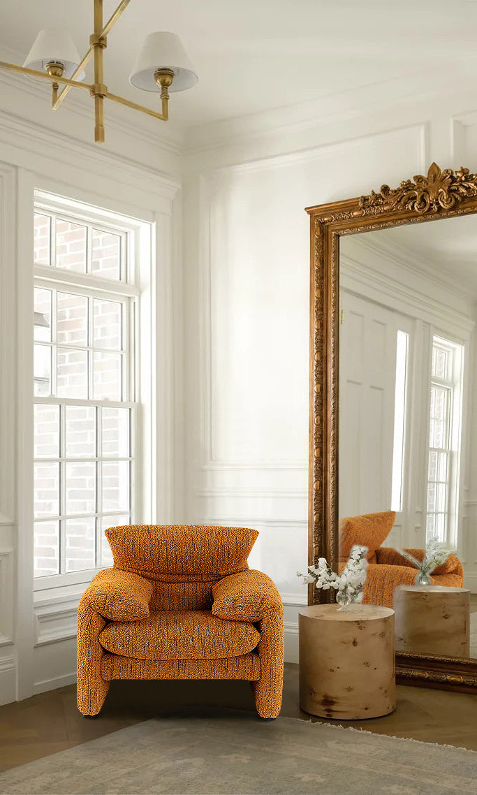 Warm Yellow Textured Fabric Leisure Chair