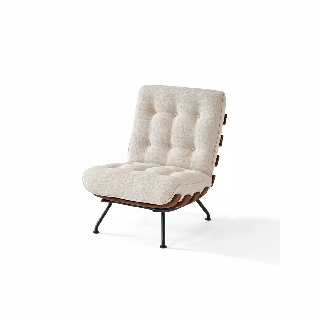 Wide Rectangular White Chair with Full Legs