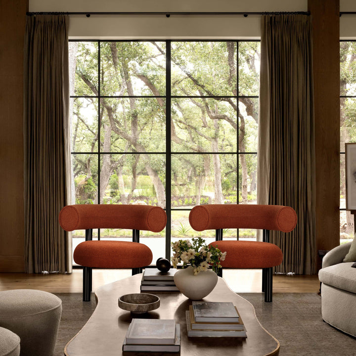 Tangerine Red Terry Modern Accent Chair: Suits all kinds of living spaces